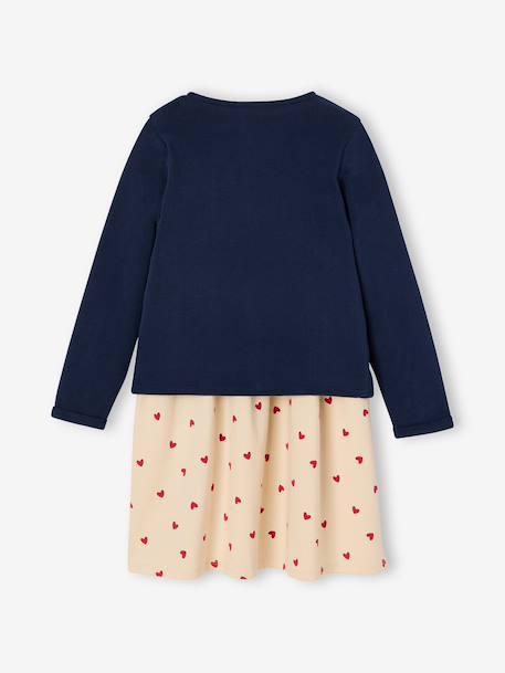 Ensemble fille cardigan et robe imprimée fleurs camel+jaune pâle+marine+vert de gris - vertbaudet enfant 