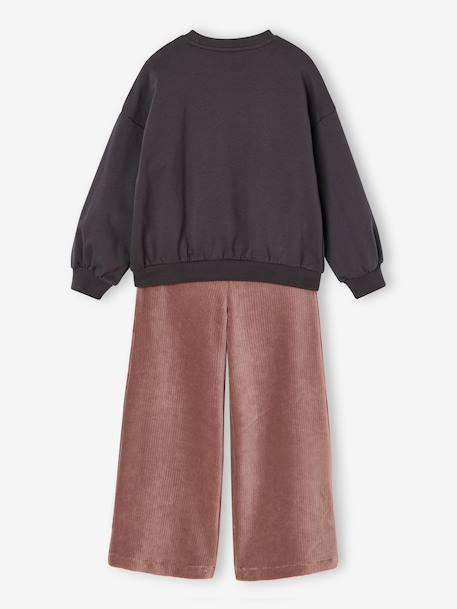 Set meisje sweater en broek antraciet+ecru - vertbaudet enfant 