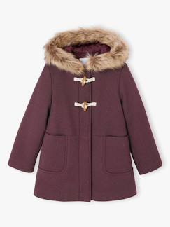 -Duffle-coat à capuche fille drap de laine