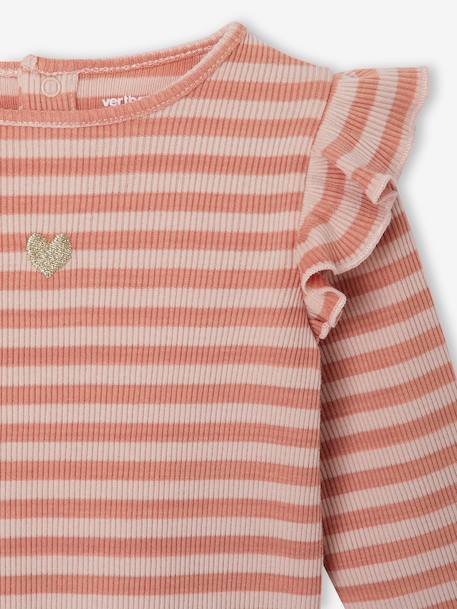 Baby meisjesshirt met lange mouwen rozen+vanille - vertbaudet enfant 