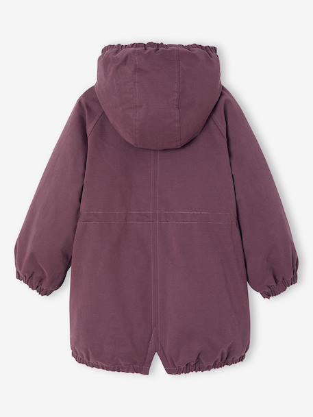 Parka fille à capuche doublée imitation fourrure bois de rose+noir+prune+vert foncé - vertbaudet enfant 