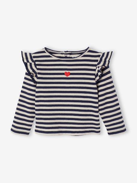 Baby meisjesshirt met lange mouwen rozen+vanille - vertbaudet enfant 