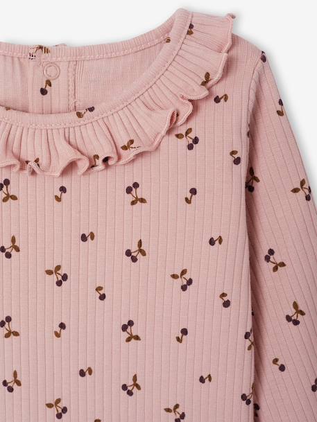T-shirt baby bedrukt met kleine hartjes oudroze+vanille - vertbaudet enfant 