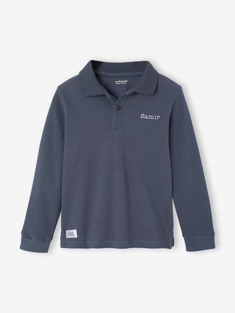 Set van 2 polo's met lange mouwen leiblauw+wit - vertbaudet enfant 