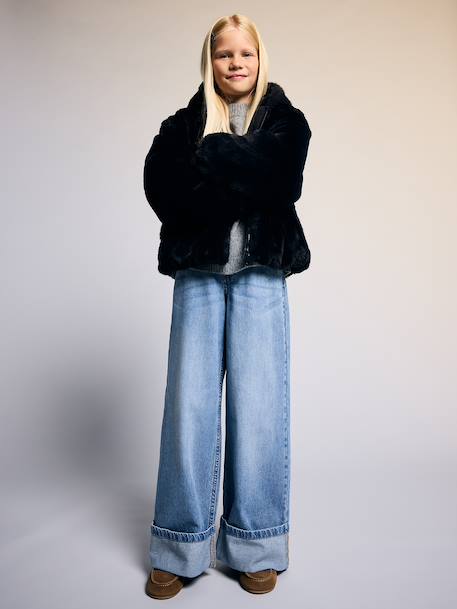 Veste fausse fourrure fille noir - vertbaudet enfant 