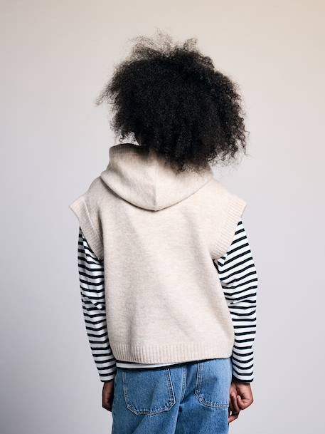 Mouwloos vest met capuchon beige - vertbaudet enfant 