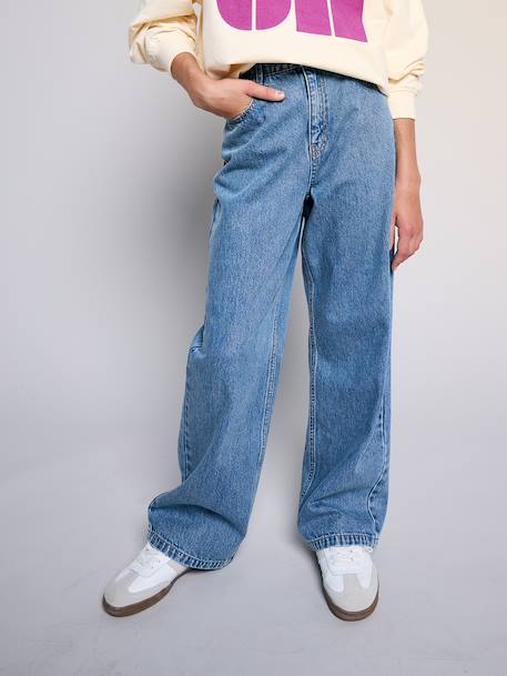 Losse jeans voor meisjes JONEN denimgrijs+donkerblauw+middenblauw - vertbaudet enfant 