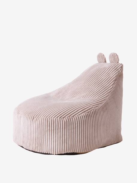Kinderpoef van ribfluweel beige+groen+rozen - vertbaudet enfant 