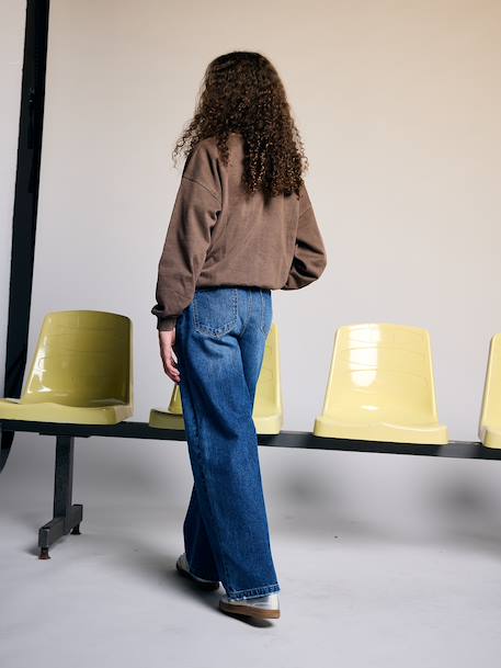 Jean droit fille bleu foncé+bleu moyen+denim gris - vertbaudet enfant 