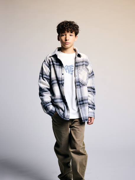 Gevoerde flanellen blouse jongen hazelnoot - vertbaudet enfant 