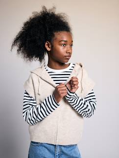 -Gilet sans manches fille à capuche zippé