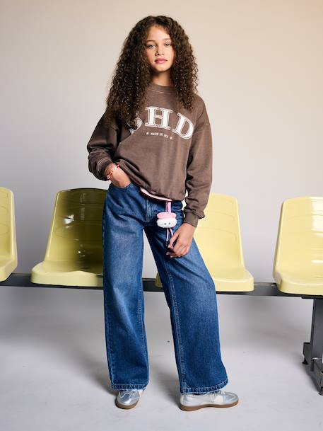 Jean droit fille bleu foncé+bleu moyen+denim gris - vertbaudet enfant 