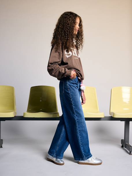Jean droit fille bleu foncé+bleu moyen+denim gris - vertbaudet enfant 