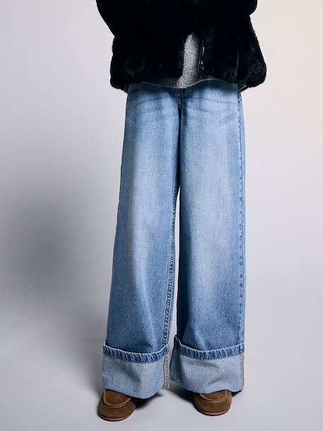 Jean large fille bleu moyen - vertbaudet enfant 