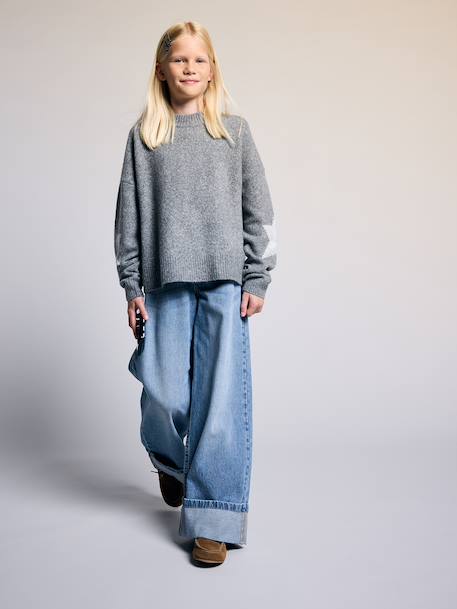 Jean large fille bleu moyen - vertbaudet enfant 
