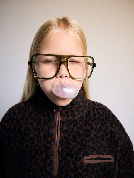 Meisjessweater van sherpa met rits chocoladebruin - vertbaudet enfant 