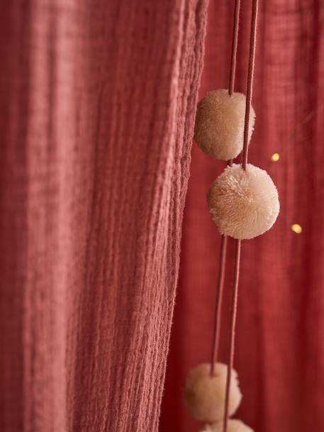 Katoengaas bedframe EAU DE ROSE beige poudré+kaneel+roze+rozen+saliegroen - vertbaudet enfant 