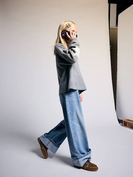 Jean large fille bleu moyen - vertbaudet enfant 