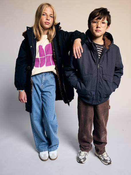 Blouson garçon en toile caramel+gris ardoise - vertbaudet enfant 