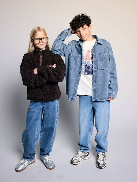 Meisjessweater van sherpa met rits chocoladebruin - vertbaudet enfant 
