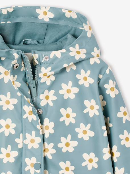 Bedrukte meisjesregenjas met capuchon groen+marineblauw+meerkleurig+vanille - vertbaudet enfant 