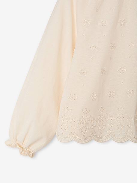 Meisjesblouse met lange mouwen ecru - vertbaudet enfant 