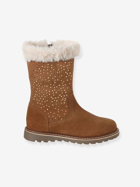 Boots fille en cuir zippées marron - vertbaudet enfant 
