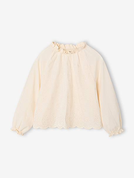Meisjesblouse met lange mouwen ecru - vertbaudet enfant 