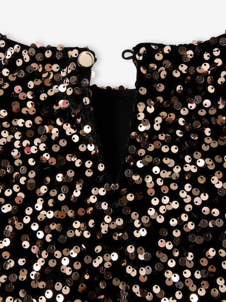 Sweatshirt met pailletten chocoladebruin - vertbaudet enfant 