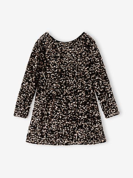 Meisjesjurk met pailletten chocoladebruin - vertbaudet enfant 