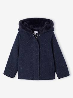 -Mantel met capuchon van wollen stof voor meisjes