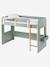 Lit mezzanine mi-hauteur enfant LIGNE EVEREST BLANC/BOIS+kaki - vertbaudet enfant 