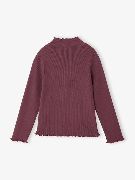 Meisjescoltrui van tricot pruim+taupe - vertbaudet enfant 