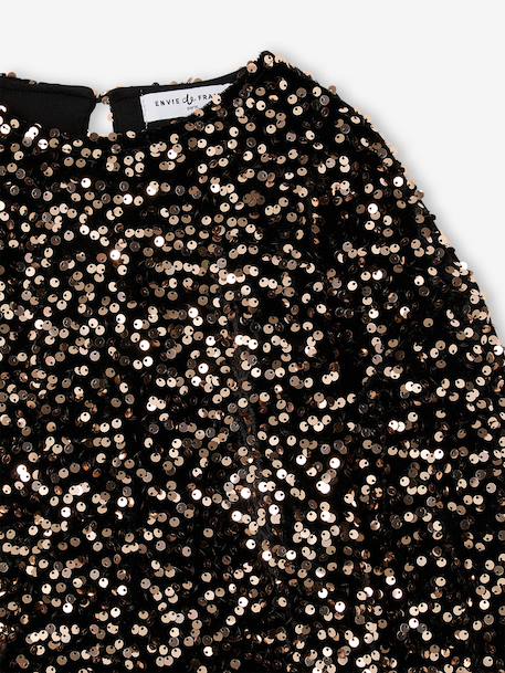 Sweatshirt met pailletten chocoladebruin - vertbaudet enfant 