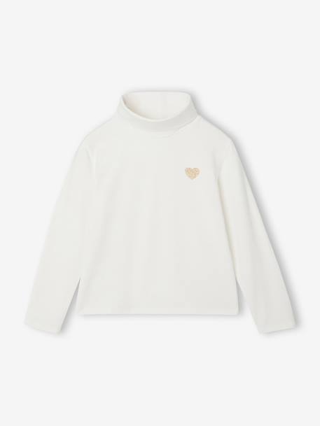 Set van 3  t-shirts met rolkraag voor meisjes ecru+inktblauw+poederroze set - vertbaudet enfant 