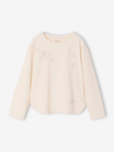 Meisjes T-shirt met lange mouwen ecru - vertbaudet enfant 