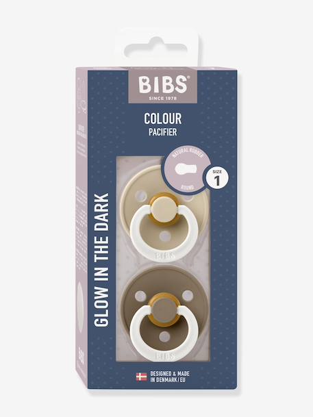 Set van 2 BIBS Colour-fopspenen, maat 1 van 0 tot 6 maanden Amandelgroen + kaki+beige+groen+IJzergrijs + babyblauw+rouge+Terracotta + poederroze - vertbaudet enfant 