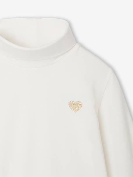 Set van 3  t-shirts met rolkraag voor meisjes ecru+inktblauw+poederroze set - vertbaudet enfant 