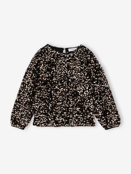 Sweatshirt met pailletten chocoladebruin - vertbaudet enfant 