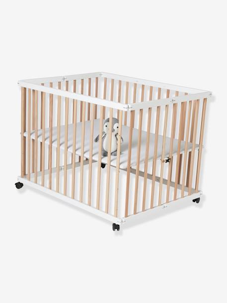 Parc en bois pliant VERTBAUDET bicolore naturel/blanc+BLANC+NATUREL - vertbaudet enfant 