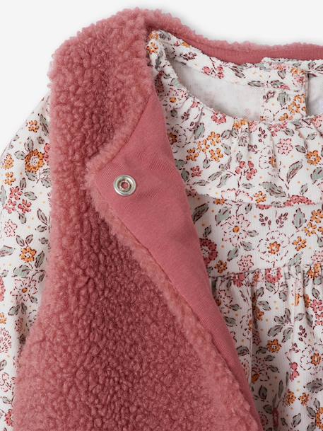 Babyset jurk + vestje + haarband oudroze+vanille - vertbaudet enfant 