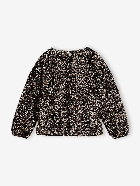 Sweatshirt met pailletten chocoladebruin - vertbaudet enfant 