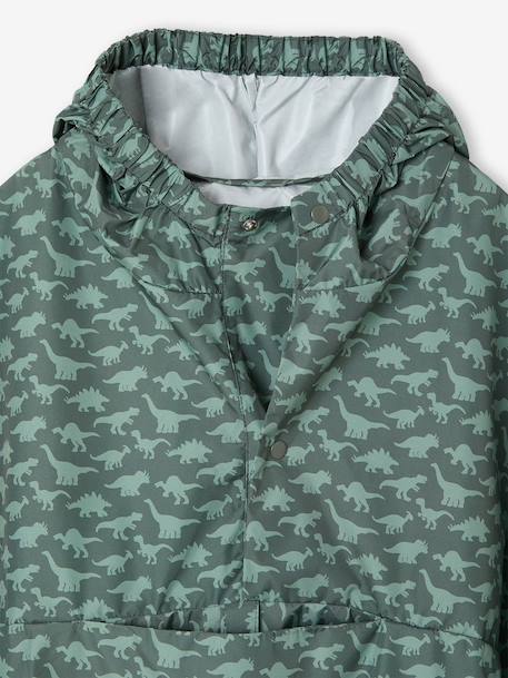 Regenjas met capuchon voor jongens met dinosaurusprint indigoblauw+kaki - vertbaudet enfant 