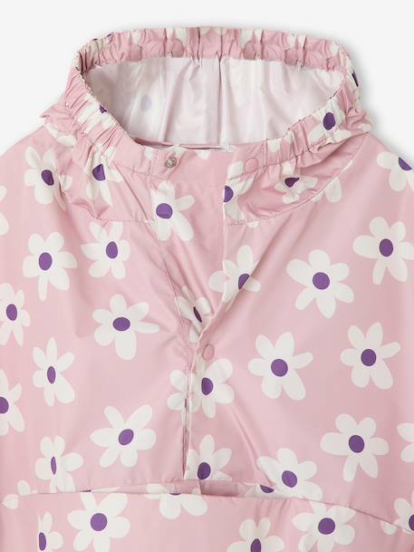 Regenjas LILIBETH met capuchon voor meisjes met bloemenprint lichtroze - vertbaudet enfant 
