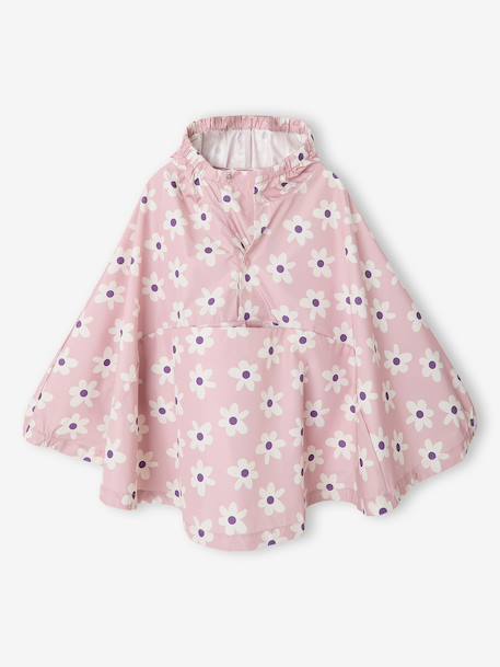 Cape de pluie LILIBETH à capuche fille imprimé fleuri rose pâle - vertbaudet enfant 