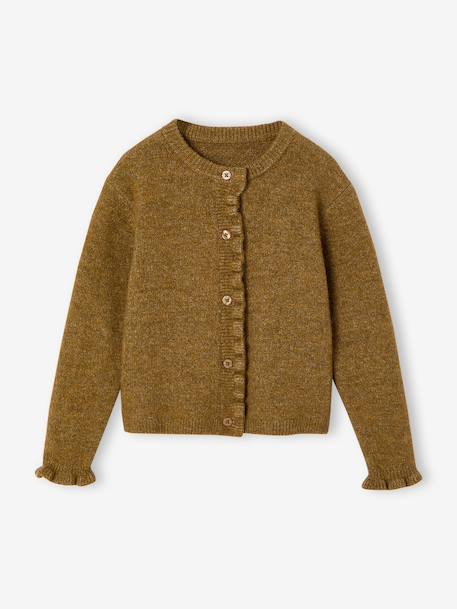 Gilet fille manches longues olive+rose pâle - vertbaudet enfant 