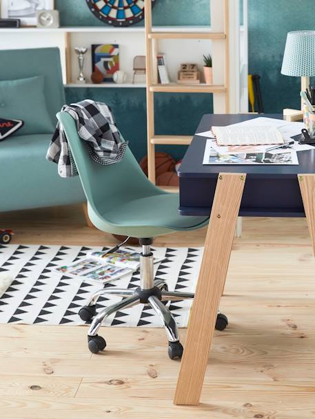 Kinderbureaustoel op wieltjes Blauw+marineblauw+rozen - vertbaudet enfant 