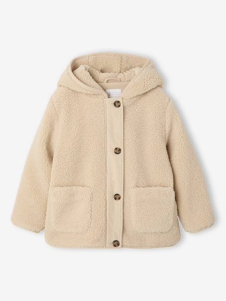 Meisjesjas met capuchon ecru - vertbaudet enfant 