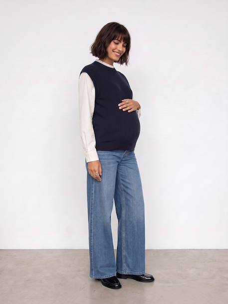 Pull de grossesse col volant marine - vertbaudet enfant 