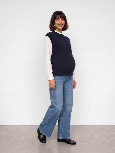 Pull de grossesse col volant marine - vertbaudet enfant 